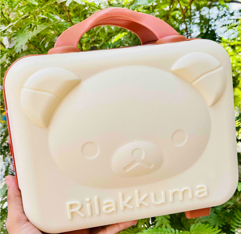 Bear face lockable vanity case - cream