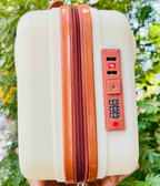 Bear face lockable vanity case - combination lock and zip detail