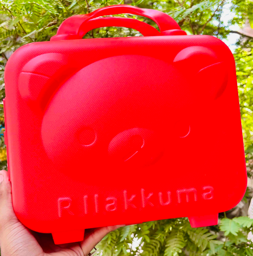 Bear face lockable vanity case - red